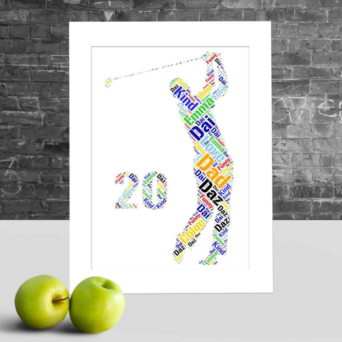 Personalised Golf 20th Print – Custom Word Art Gift - Image 2
