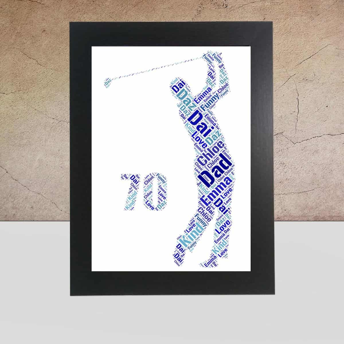 Personalised Golf 70th Birthday Word Art Gift – Made For You - Image 3
