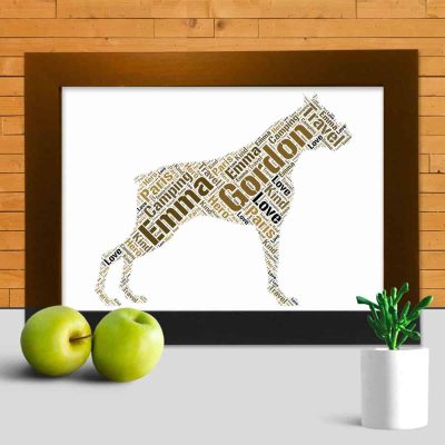 Boxer dog word print