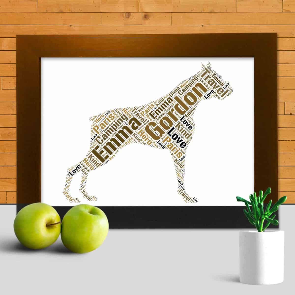 Boxer dog word print