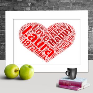 Personalised Love Heart word art