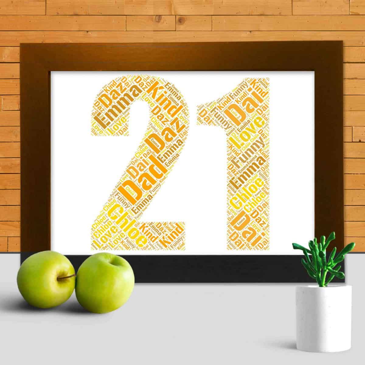 Personalised 21st Anniversary Word Art – Customised With Your Words - Image 2