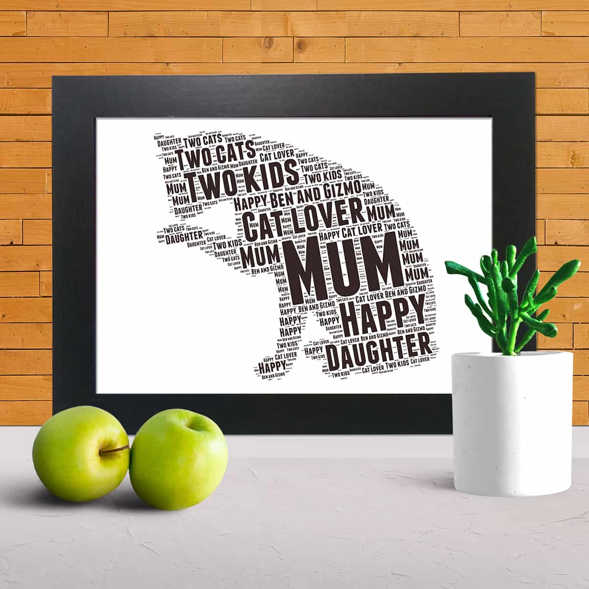 Cat word art print