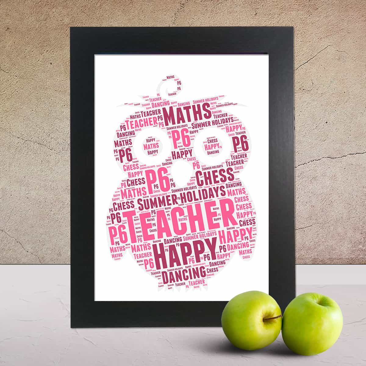 Owl word art print