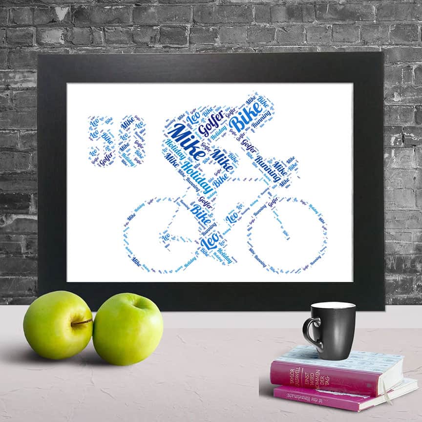 Cycling 50th Birthday Personalised Word Art – Custom Made Print - Image 3