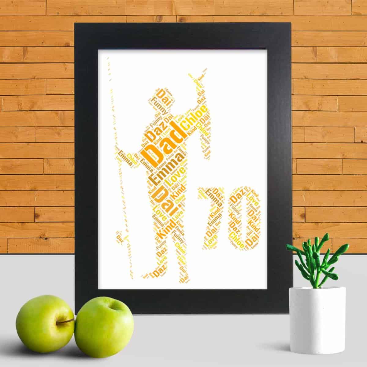 Customised Fisherman 70th Birthday Print – Personalised Word Art Gift - Image 3