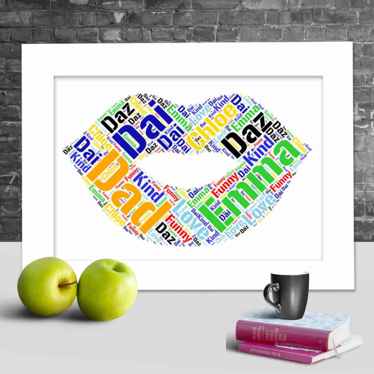 Red Lips Personalised Word Art – Custom Made Print - Image 2