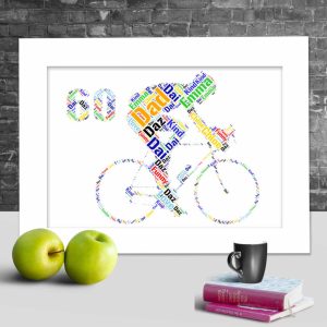Personalised Bike 60th word art