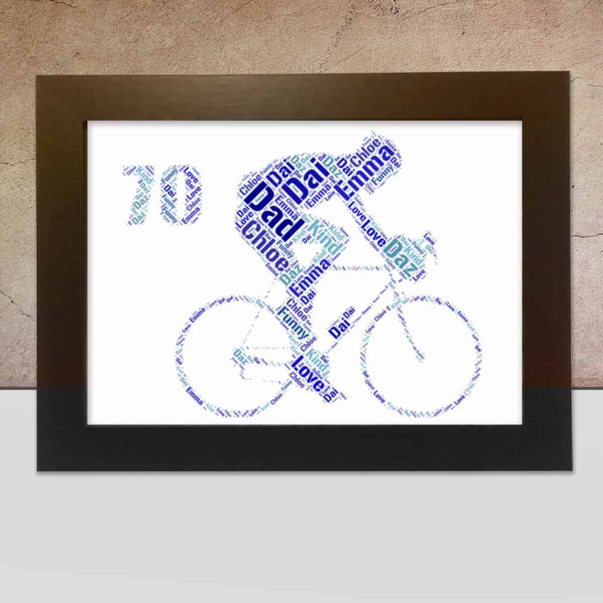 Personalised Bike 70th word art