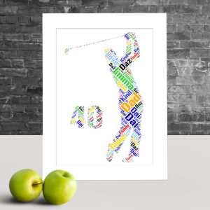 Personalised Golf 40th word art print