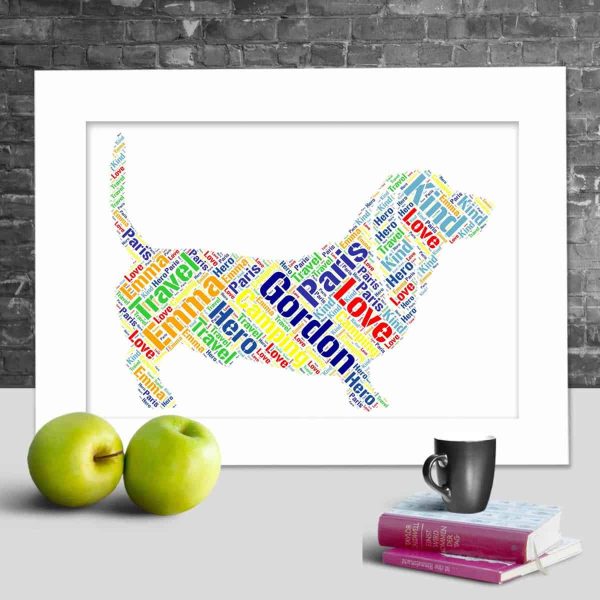 Personalised Basset Hound word art