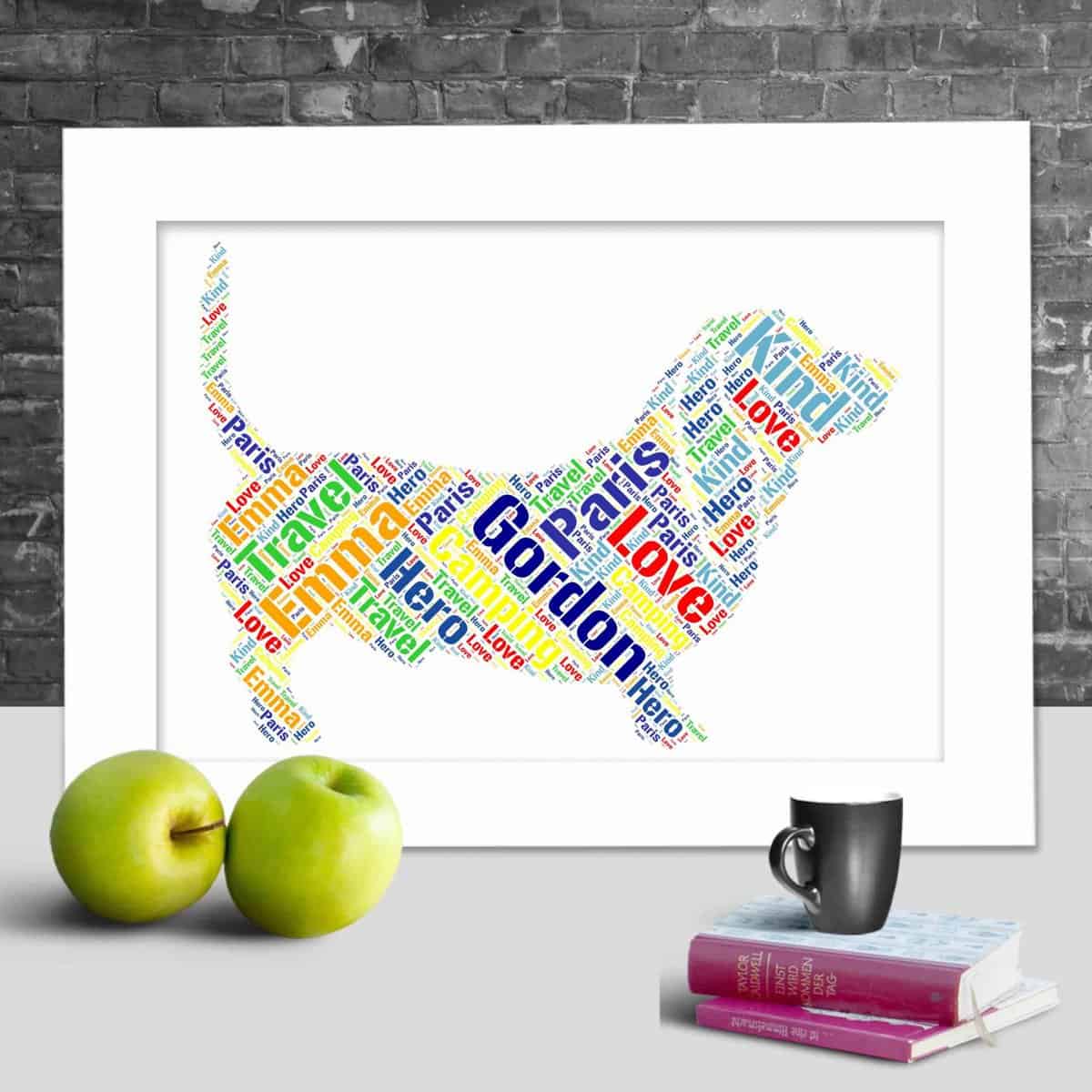 Personalised Basset Hound word art