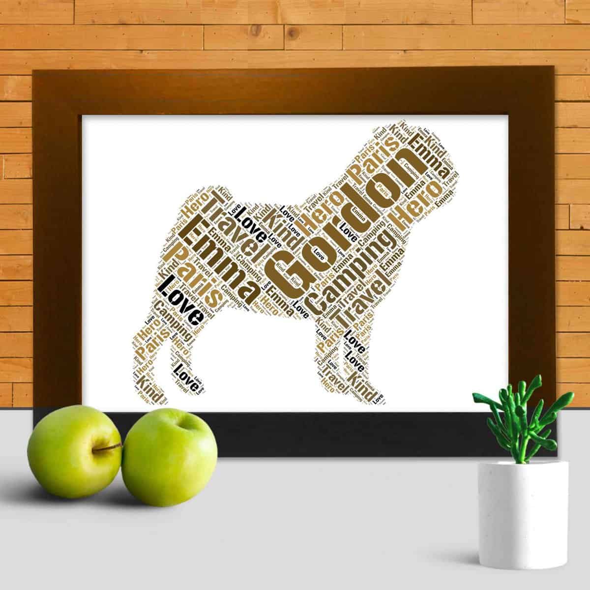 Customised Pug Gift – Personalised Word Art Print - Image 3