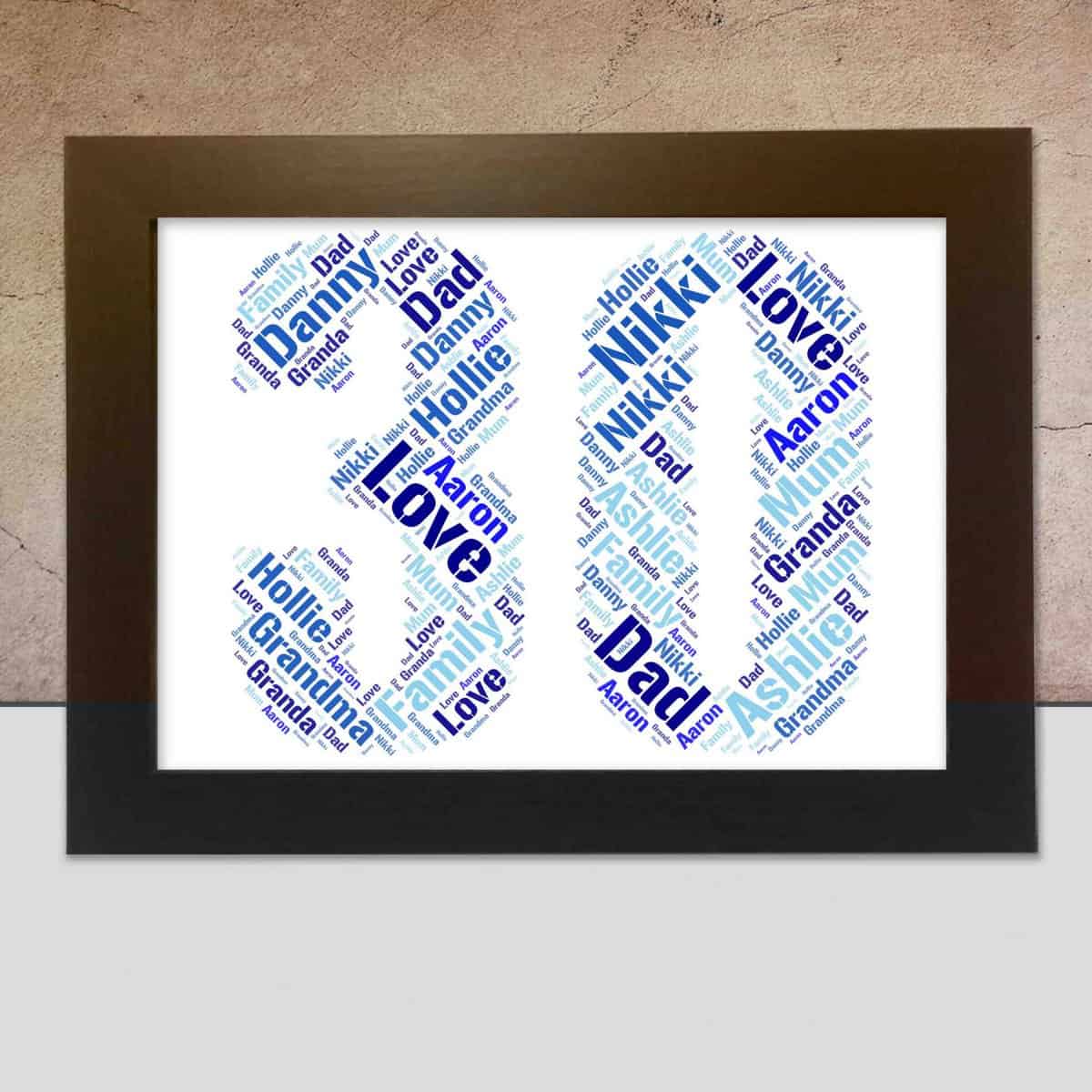Customised 30th Anniversary Print – Personalised Word Art Gift - Image 3
