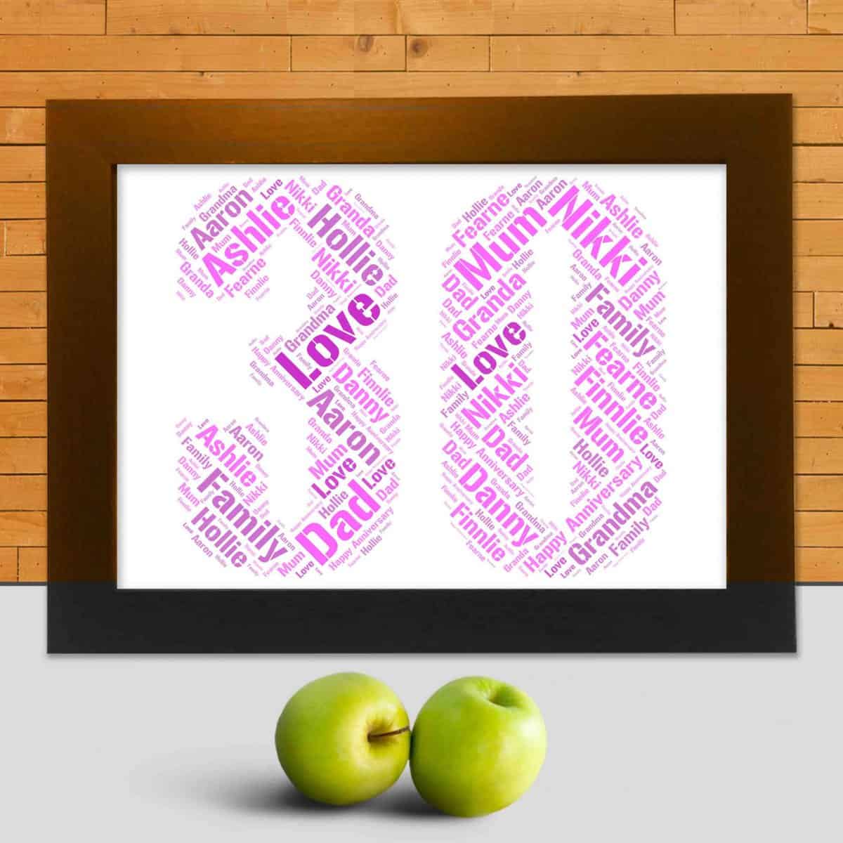 Customised 30th Anniversary Print – Personalised Word Art Gift - Image 2