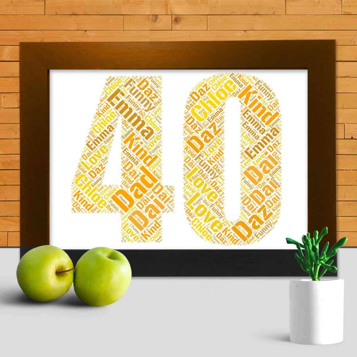 40th Anniversary Personalised Word Art – Custom Made Print - Image 3