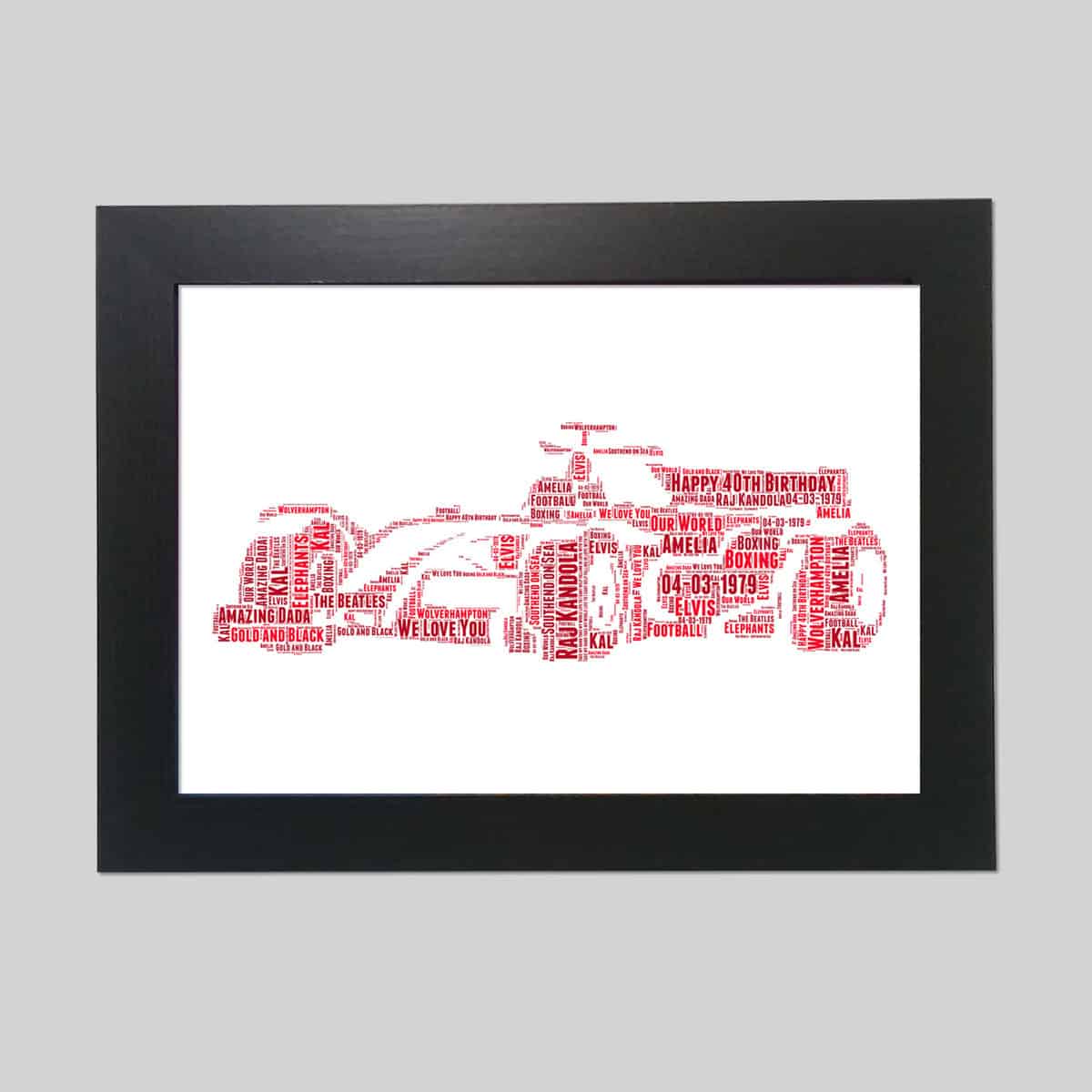 F1 racing car word art