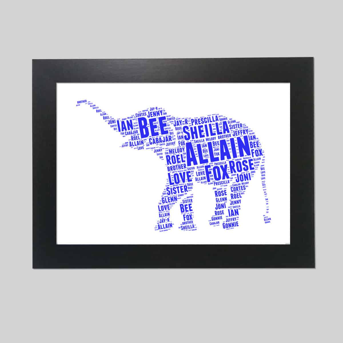 Personalised Elephant word art