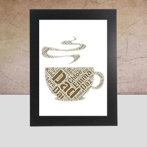 Personalised cup of coffee word art