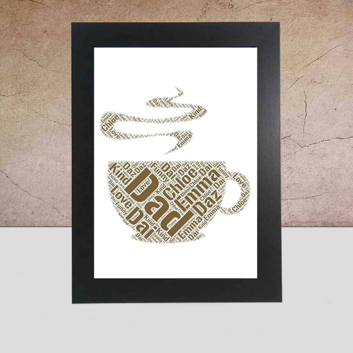 Personalised cup of coffee word art