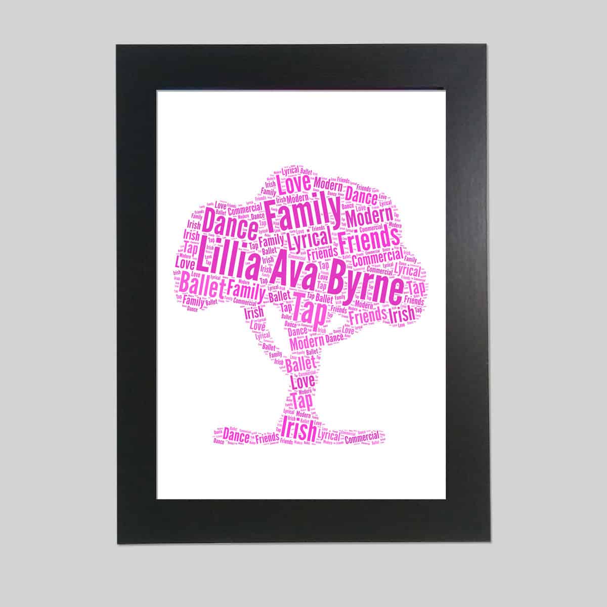 Personalised family tree word art