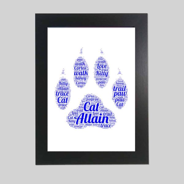 Personalised Cat paw word art