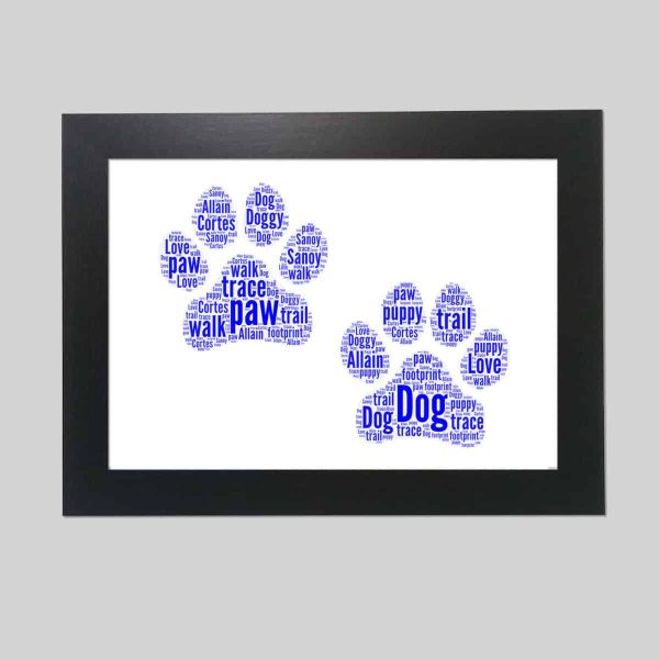 Personalised Dog paw word art