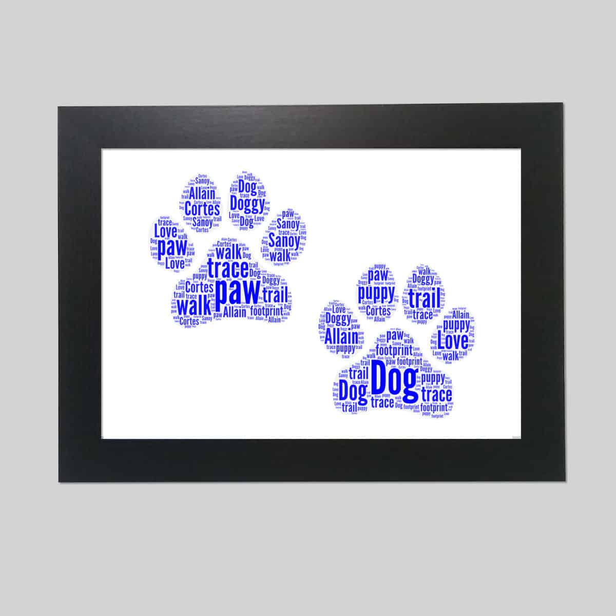 Personalised Dog paw word art