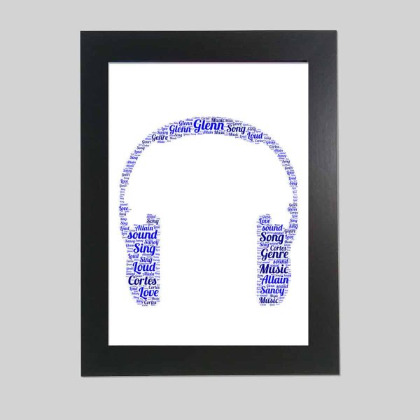 Personalised Headphones word art