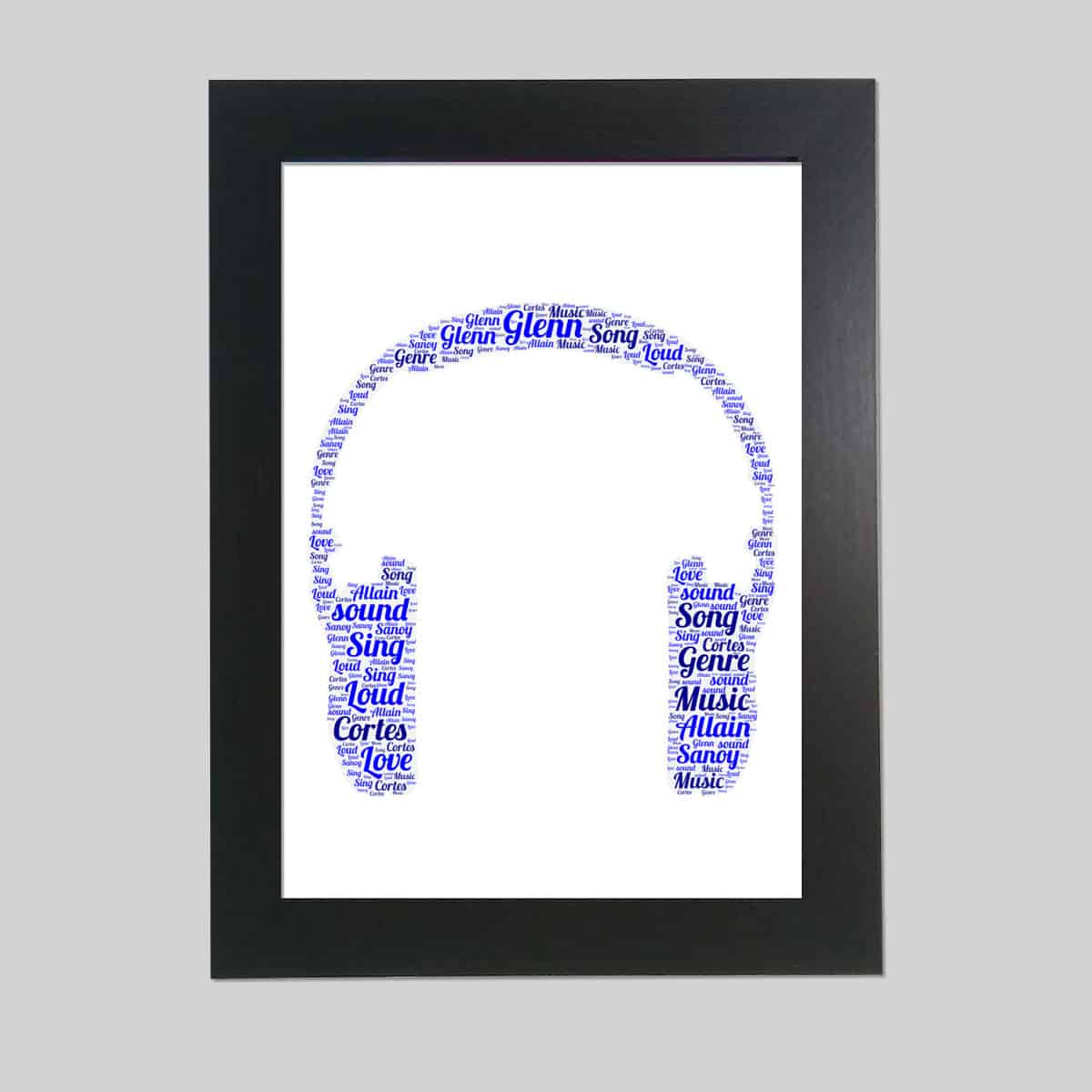 Personalised Headphones word art