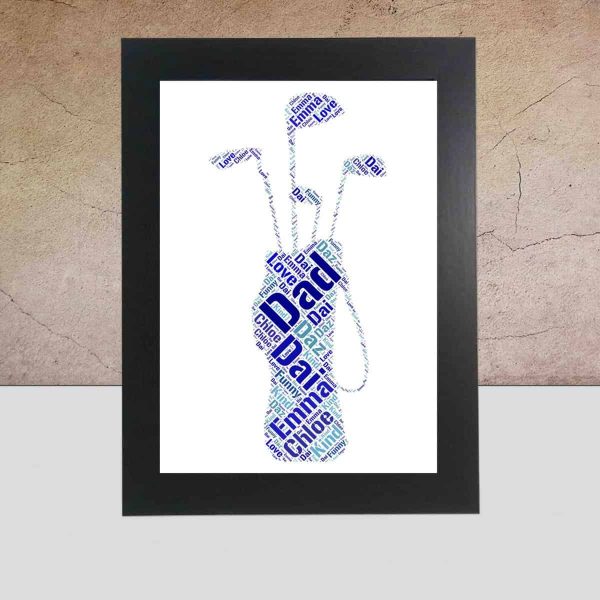 Golf bag word art print