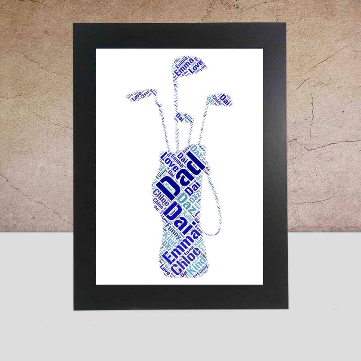 Golf bag word art print