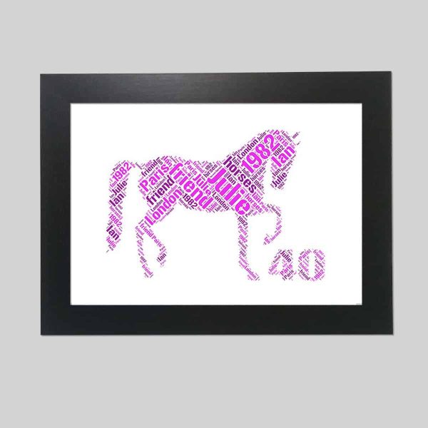 Personalised Horse 40th word art