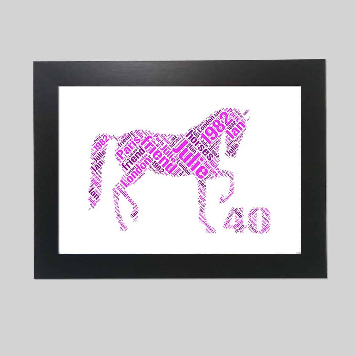 Personalised Horse 40th word art
