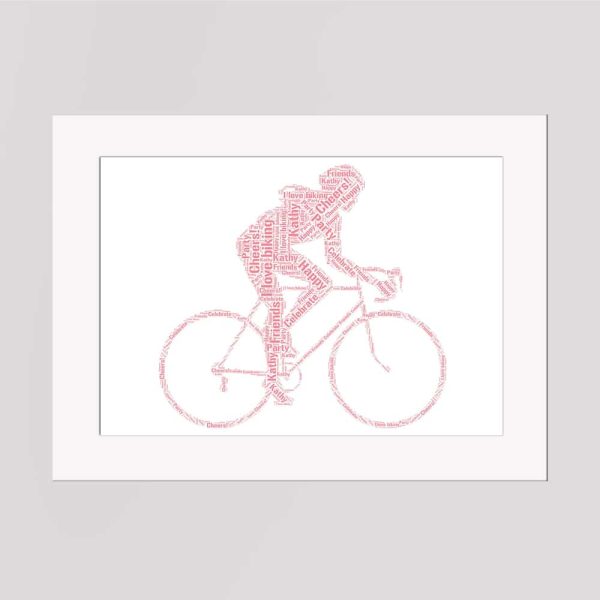 Word art print of a female cyclist
