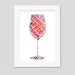 Word art print of a glass wine gift