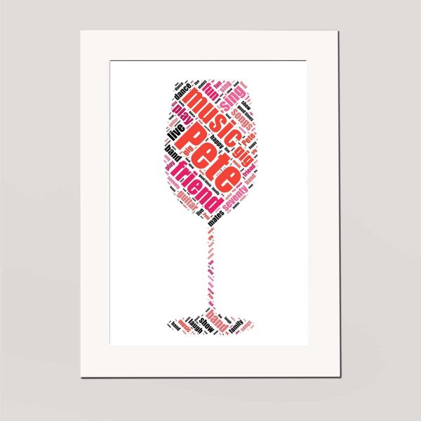 Word art print of a glass wine gift