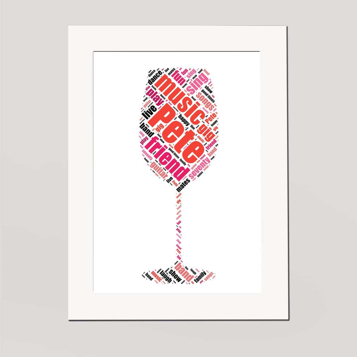 Word art print of a glass wine gift