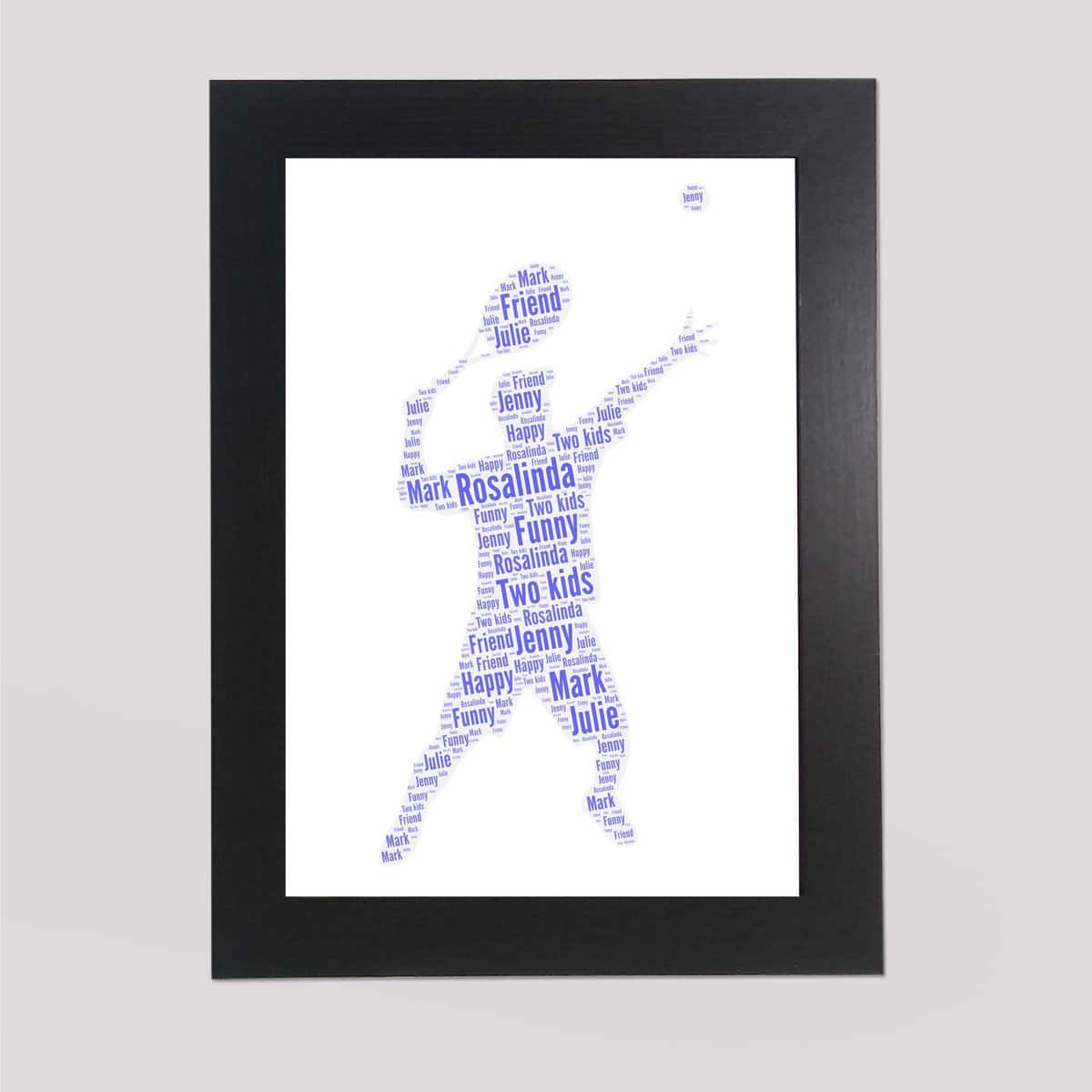 Word art print of a male tennis player