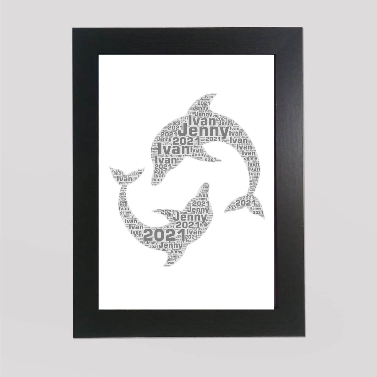 Dolphins word art print