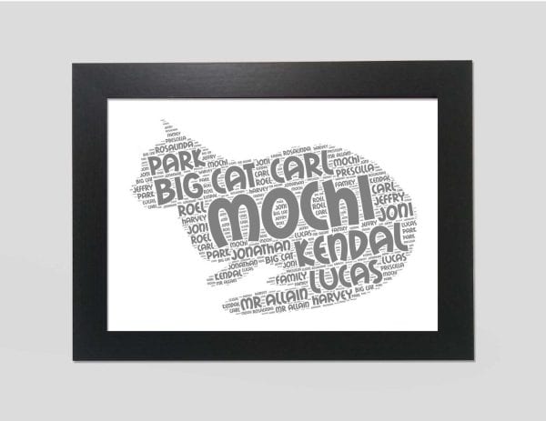 Cat word art print