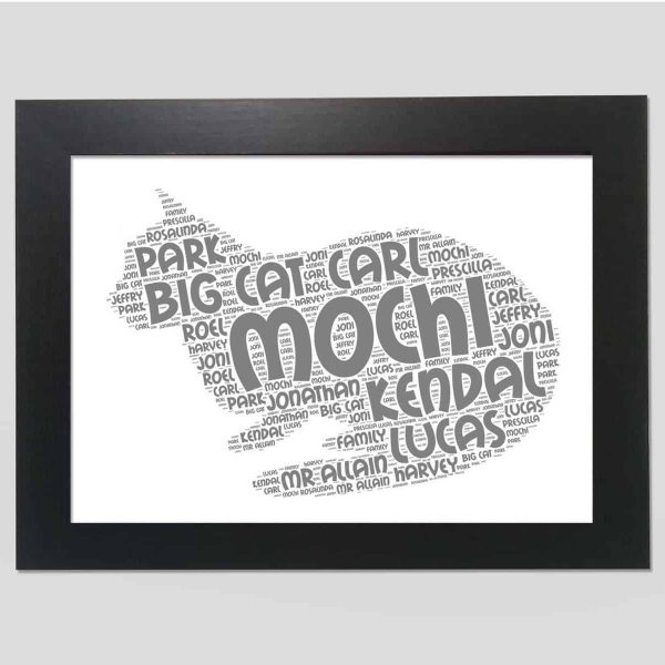 Cat word art print