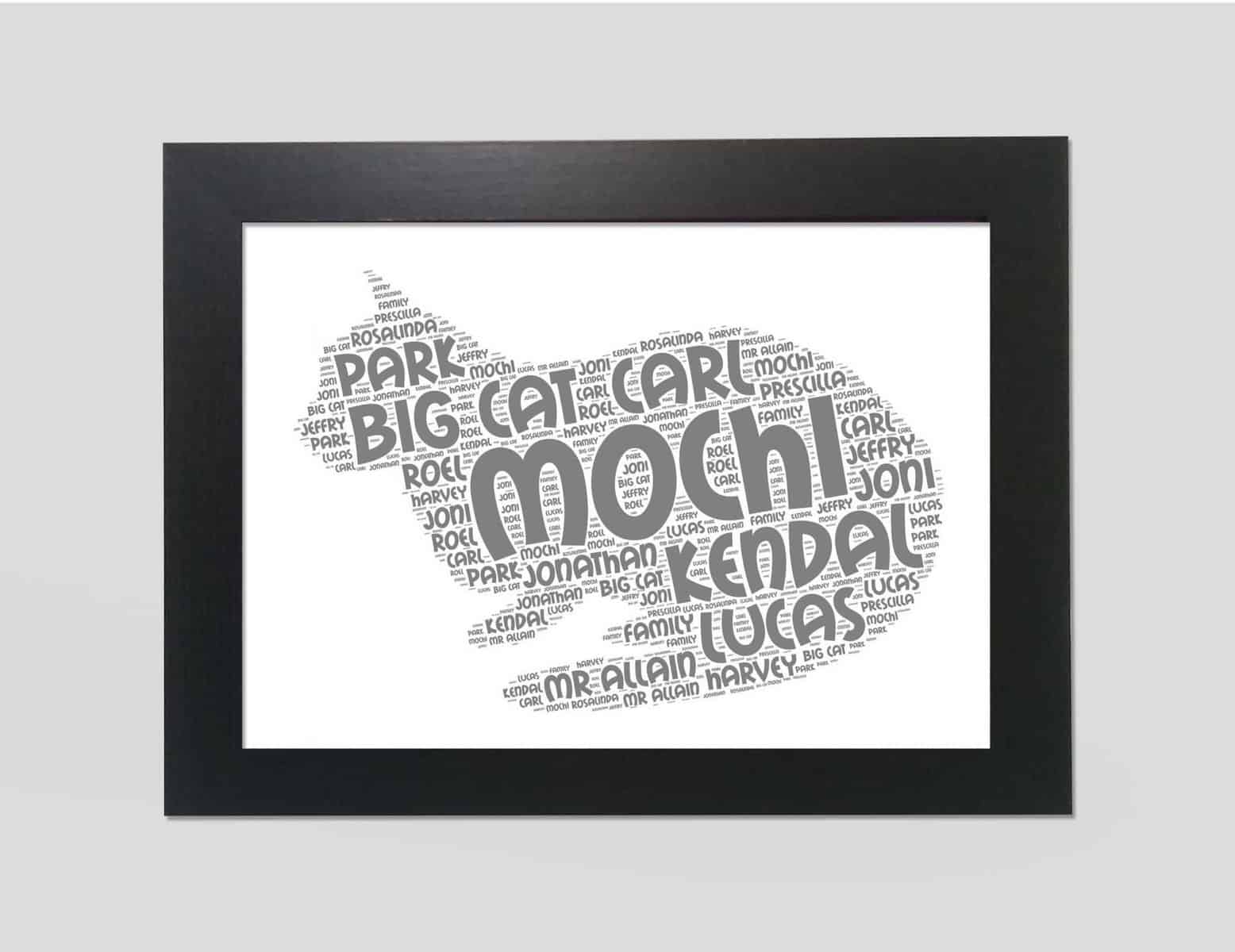 Cat word art print
