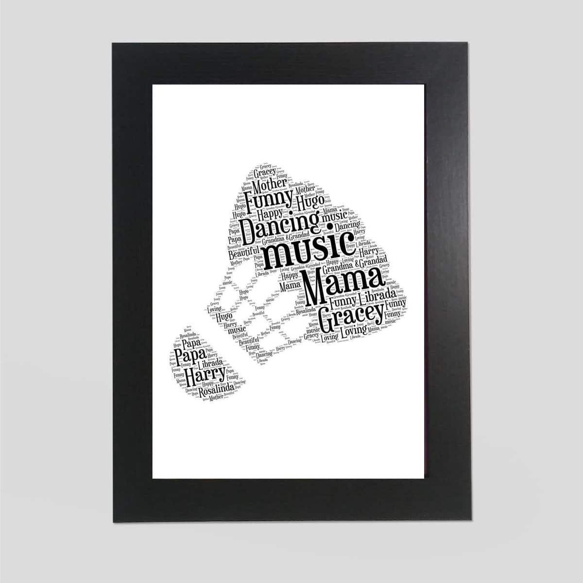 Shuttle cock word art print