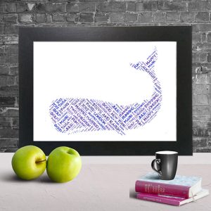 Whale word art print