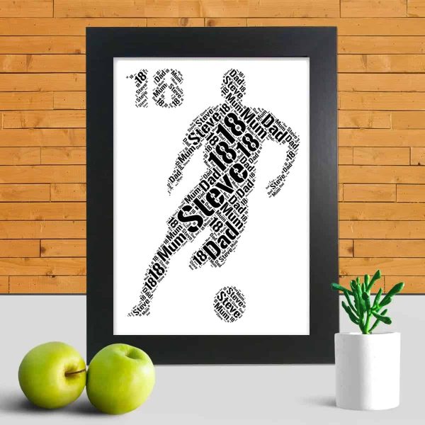 Personalised Footballer 18th Word Art gift