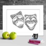 theatre mask word art print