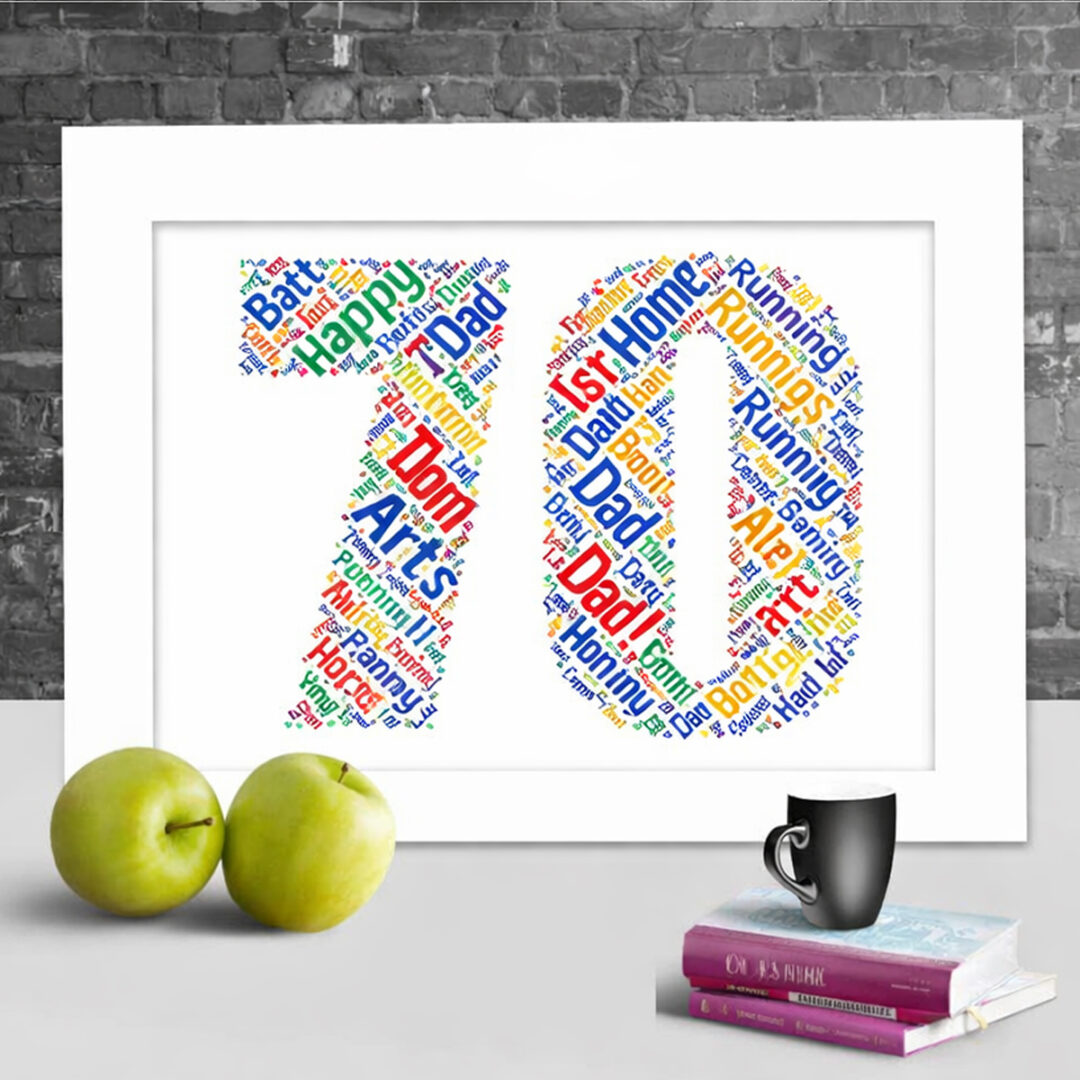 Customised 70th Anniversary Gift – Personalised Word Art Print